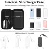 iMangoo Travel Essentials Electronics Organizer Charger Case Portable Dual Zipper Shockproof Pouch Tech Purse Cord Cable Pouches Power Bank Storage Accessories Bag for Women Men,6.5x3.2x1 Silver view 2