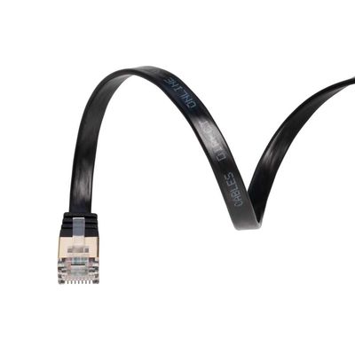 100FT U/FTP Flat Design CAT7 Gold Plated Shielded Ethernet RJ45 Copper Cable 10 Gigabit Ethernet Network Patch Cord (100FT, Black)