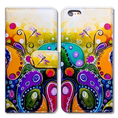Bcov Case for iPod Touch 7/iPod Touch 6,Bcov Colorful Dragonfly Style Wallet Flip Leather Cover Case with Credit Card ID Card Slot Holder Kickstand for iPod Touch 7/6/5
