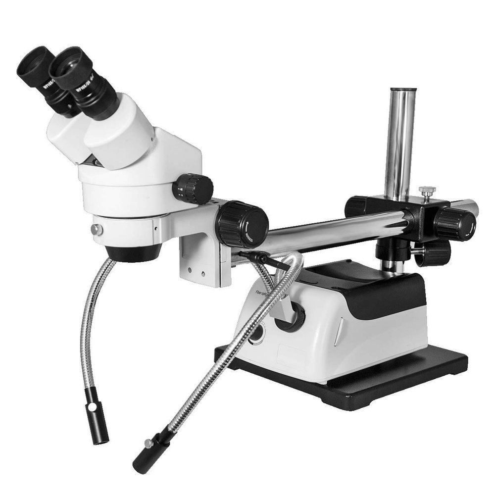 7X-45X Binocular Zoom Stereo Microscope Dual Gooseneck Dual Fiber Optic Light Box Boom Stand Professional Industrial 76mm Focus Rack SZ02010423 BoliOptics