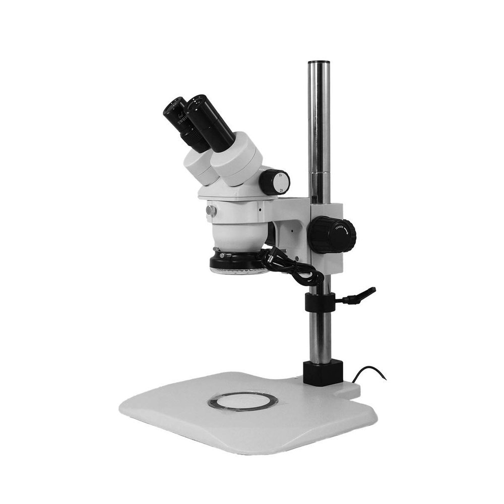 10X/20X LED Binocular Dual Power Stereo Microscope, 76mm Post Stand, 60LED Adjustable Ring Light, LED Back Light, 305mm Post Height, 10X Eyepiece, Eyetube Angle 45 FS02020121 BoliOptics