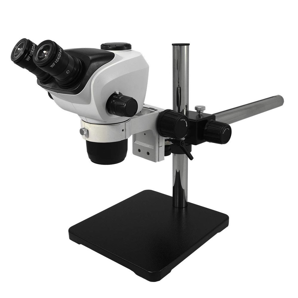 6.6X-51X WF Binocular Zoom Stereo Microscope + Boom Cross Arm Heavy Duty Stand 76mm Focus Rack 10X Adjustable High Eyepoint Eyepiece Professional Inspection SZ02050421 BoliOptics