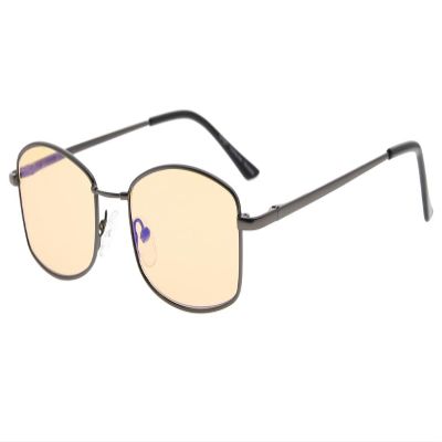 Eyekepper UV Production Amber Tinted Eyeglasses Women Bendable Bridge (Gunmetal,+2.00)