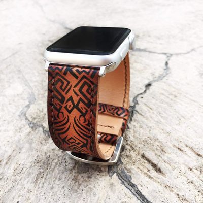 Brown Tatoo Apple Watch Band 38mm 40mm 42mm 44mm,Series 4 Series 3 Series 2 Series 1,Hand-Stitched Handmade Apple Watch Leather