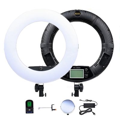 Yidoblo 18 inch LED Ring Light FE-480II Dimmable Super Bright 96W Lighting with Smartphone Holder, Mirror and Remote Control for Makeup, YouTube Videos, Filming, Selfies, Portrait, Photos Photography