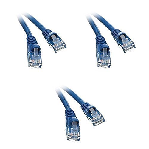 10 FT (3M) Cat5e Networking Ethernet UTP Patch Cable, 350Mhz, (10 Feet/3 Meters) Cat 5e Snagless Molded Boot Cable for PC / Router / PS4 / XBOX / Modem Blue ED740320 (3 Pack)