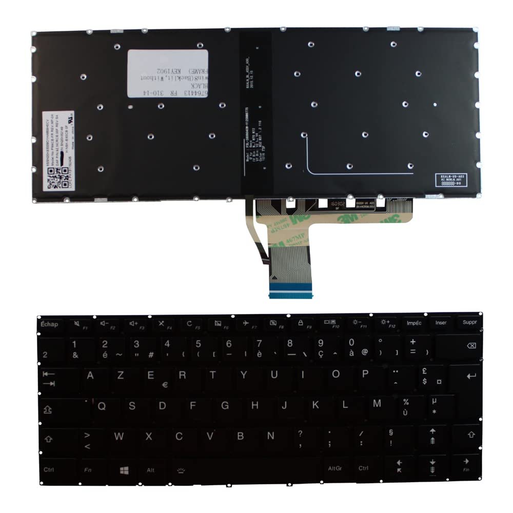 Power4Laptops French Layout Backlit Black Replacement Laptop Keyboard Compatible with Lenovo PM4CB-FR
