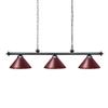Wellmet Pool Table Lights for 8'/9' Table with 3 Burgundy Metal Shades, 59 Inch Billiard Lamp for Man Cave, Game Room, Kitchen Island Light for Restaurant Or Dining Room view 1