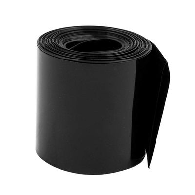 Aexit 60mm Flat Cord Management Width 5M Length PVC Heat Shrink Tube Black for Cable Sleeves 18650 Batteries