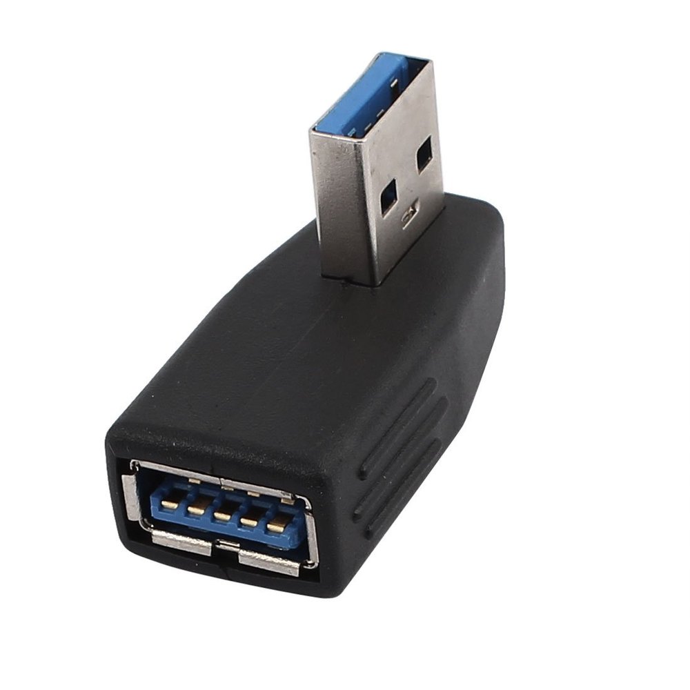 Aexit Black Left Flash Accessories Angle USB 3.0 Type A Male to Female M/F Adapter Adapter Rings Connector Converter