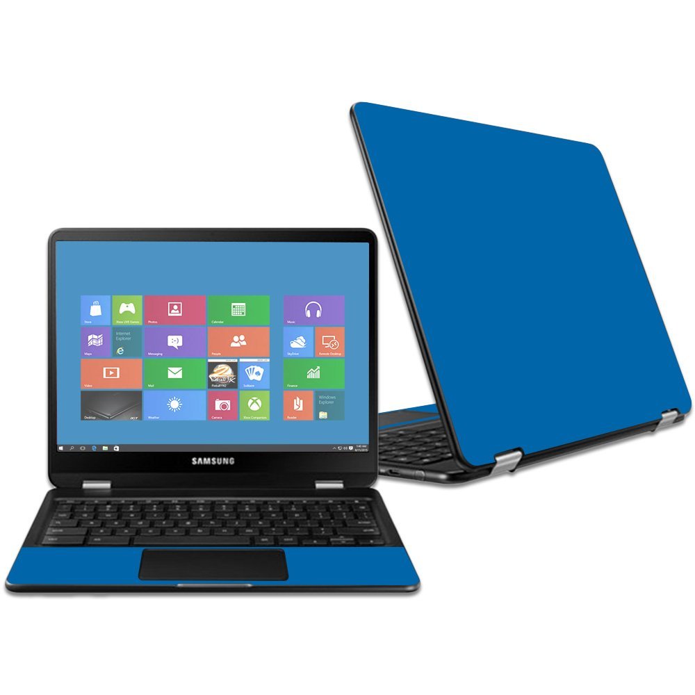 MightySkins Skin Compatible with Samsung Chromebook Pro 12.3" - Solid Blue | Protective, Durable, and Unique Vinyl Decal wrap Cover | Easy to Apply, Remove, and Change Styles | Made in The USA
