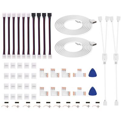 iCreating LED Strip Connectors 4 Pin, RGB LED Light Connectors Kit Includes 5050 LED Connectors L Shape 4Pin 10mm LED Light Strip Connectors for 10mm Wide 4-pin RGB LED Strip Lights