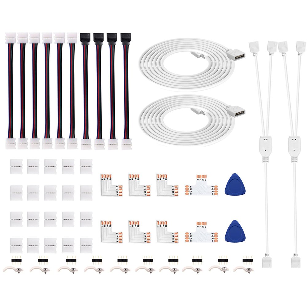 iCreating LED Strip Connectors 4 Pin, RGB LED Light Connectors Kit Includes 5050 LED Connectors L Shape 4Pin 10mm LED Light Strip Connectors for 10mm Wide 4-pin RGB LED Strip Lights