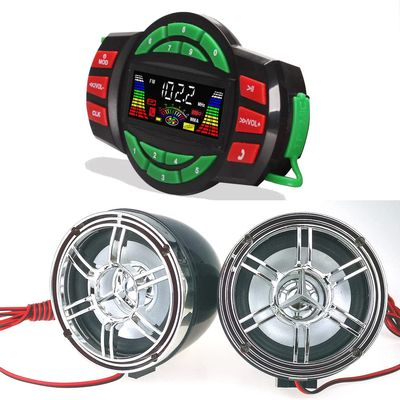 Beyondcity UTV ATV Bluetooth Amplifier Sound System Hand-Free Speakers FM USB Audio System Stereo 3 Inch Speakers 12V Motorcycle Waterproof Audio FM Radio Stereo Speaker (Chrome&Black Speaker)