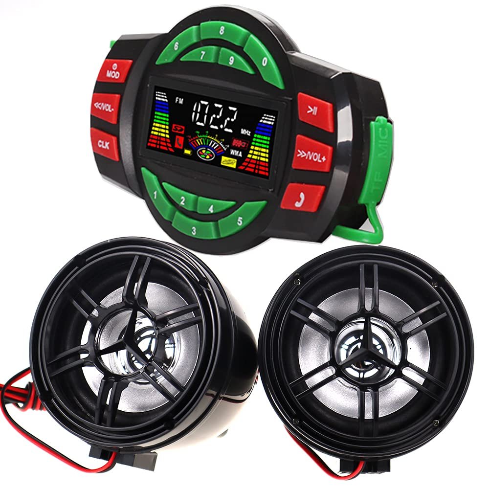 Beyondcity UTV ATV Bluetooth Amplifier Sound System Hand-Free Speakers FM USB Audio System Stereo 3 Inch Speakers 12V Motorcycle Waterproof Audio FM Radio Stereo Speaker (Black Speaker)