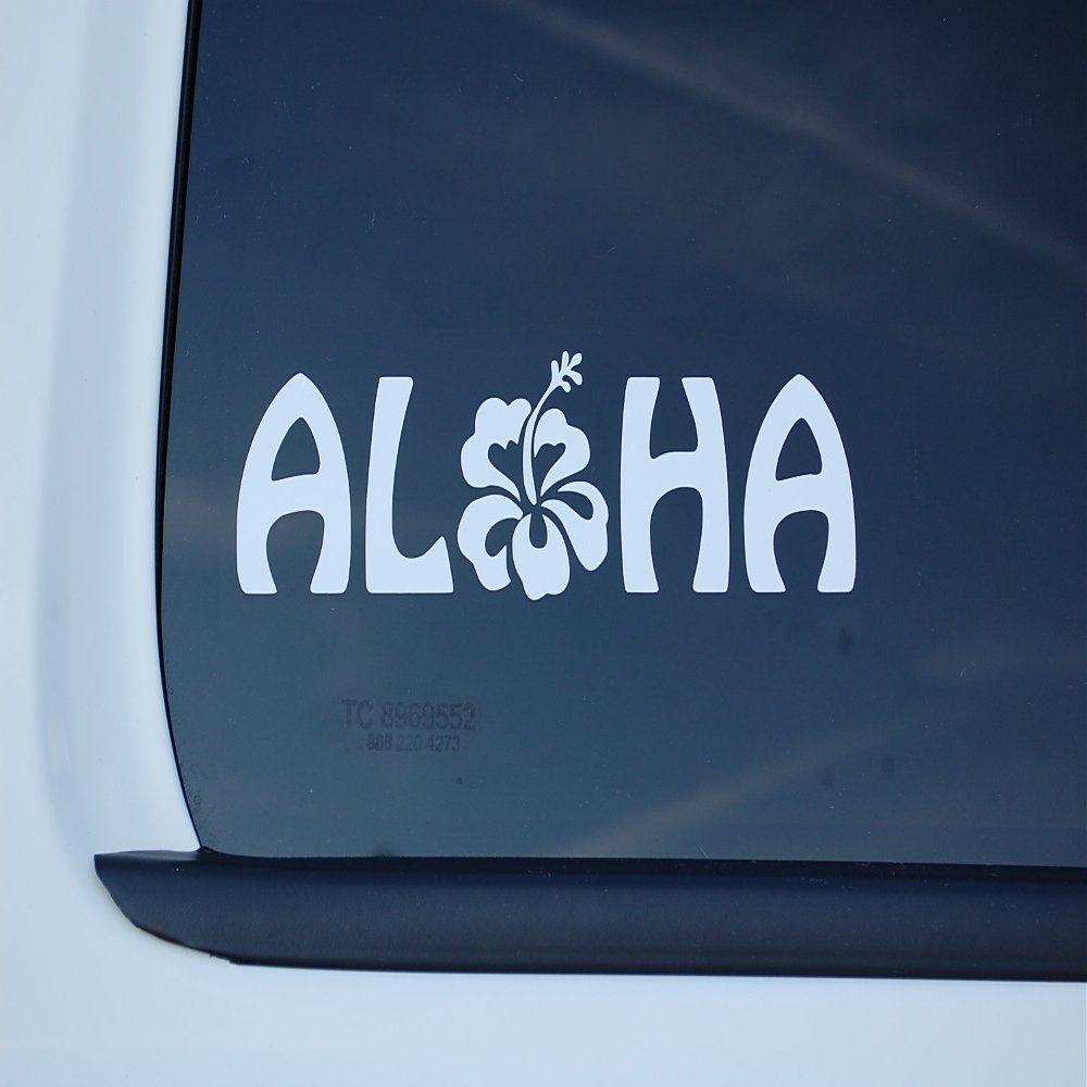 Aloha Hawaiian Sticker Vinyl Decal Choose Color & Size (V529) (6" X 1.75", Teal)