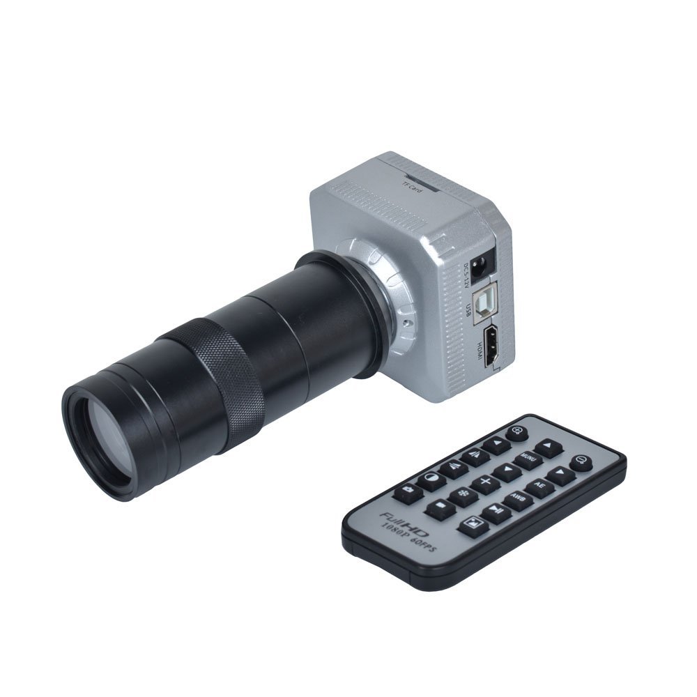 16MP 1080P @ 60FPS HDMI USB Output Industrial Microscope Camera+100X C-Mount Lens for Industry PCB Lab Microscope Accessoires