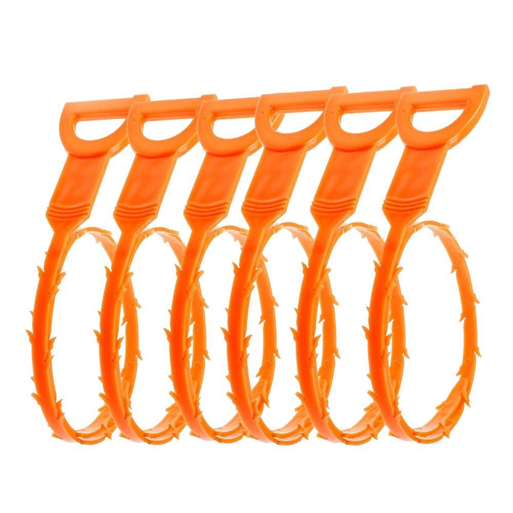 MIFXIN Hair Drain Clog Remover 20 Inch Flexible, 6 Pack, Orange, Solid, Unscented, Drain Cleaning Tool