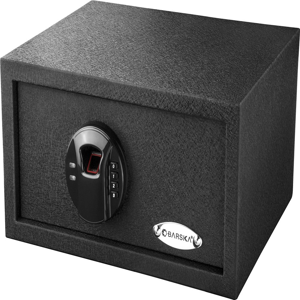 Barska AX12888 Quick Access Keypad Biometric Fingerprint Security Safe Box 0.46 Cubic Ft, Black