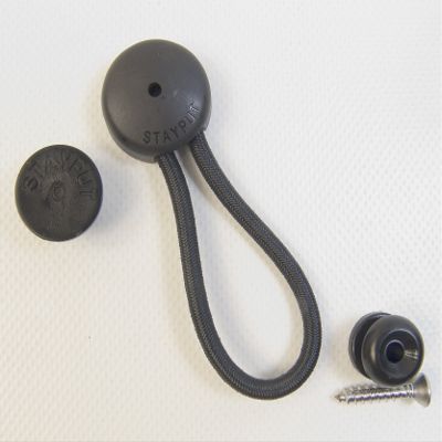 StayPut Bungee/Shock Cord Fastener, Black w/Black Surface Attachment Knob & Mounting Screw (1)