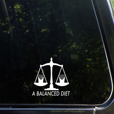 A Balanced Diet (French Fries) - 4-1/2" x 3-3/4" - Vinyl Die Cut Decal/Bumper Sticker for Windows, Cars, Trucks, Laptops, Etc.