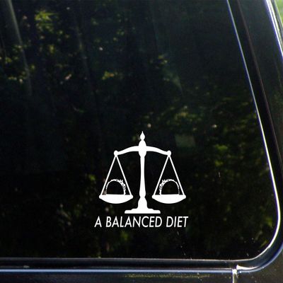 A Balanced Diet (Tacos) - 4-1/2" x 3-3/4" - Vinyl Die Cut Decal/Bumper Sticker for Windows, Cars, Trucks, Laptops, Etc.