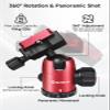 Moman Camera Tripod Head Universal Ball Head with Quick Release Plate for DSLR Canon Nikon, Anodic Oxide Film of CNC Aluminum, 360 Panning, Max Load of 10kg and 200mm Lens view 2