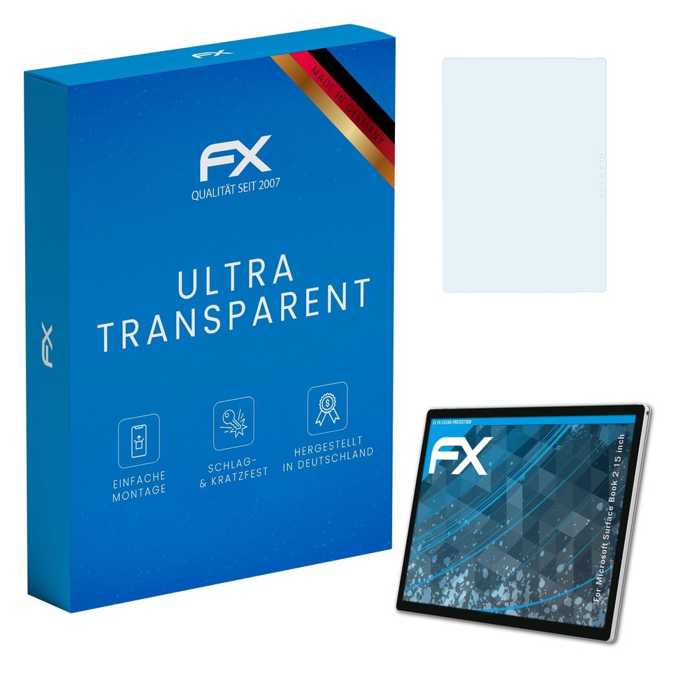 atFoliX Screen Protection Film compatible with Microsoft Surface Book 2 15 inch Screen Protector, ultra-clear FX Protective Film (2X)