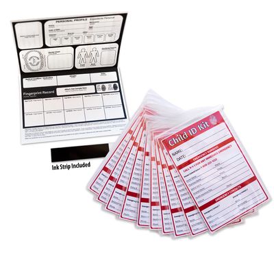 ZOCO  Child ID Kits (10-Pack)  Identification Cards for Kids with Fingerprint Ink Strip  Emergency Safety Kit for Parents Schools Daycare Travel  Missing Child Preparedness  Made in USA