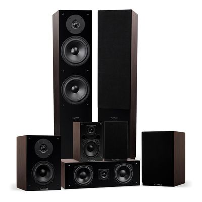 Fluance Elite High Definition Surround Sound Home Theater 7.0 Channel Speaker System Including 3-Way Floorstanding Towers, Center Channel, Surround and Rear Surround Speakers - Walnut (SX70WR)