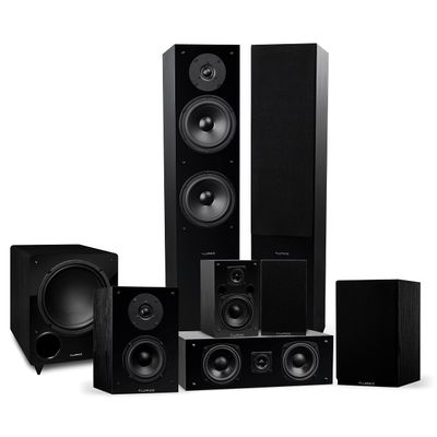 Fluance Elite High Definition Surround Sound Home Theater 7.1 Speaker System Including Floorstanding Towers, Center Channel, Surround, Rear Surround Speakers, and DB10 Subwoofer - Black Ash (SX71BR)