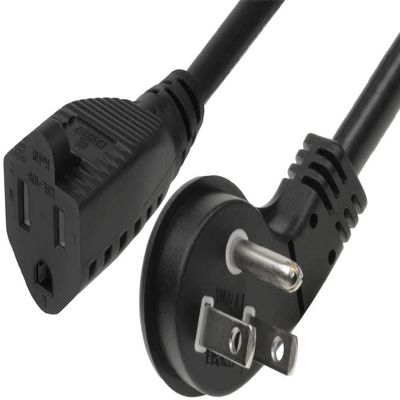 SF Cable 6ft 16/3 AWG Ultra Low Profile NEMA 5-15P Right Angle to NEMA 5-15R Power Cord, White