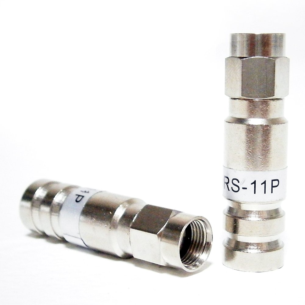100 Pieces PCT-TRS-11P Universal RG11 Plenum Compression Connector Nickel Plated Brass Construction