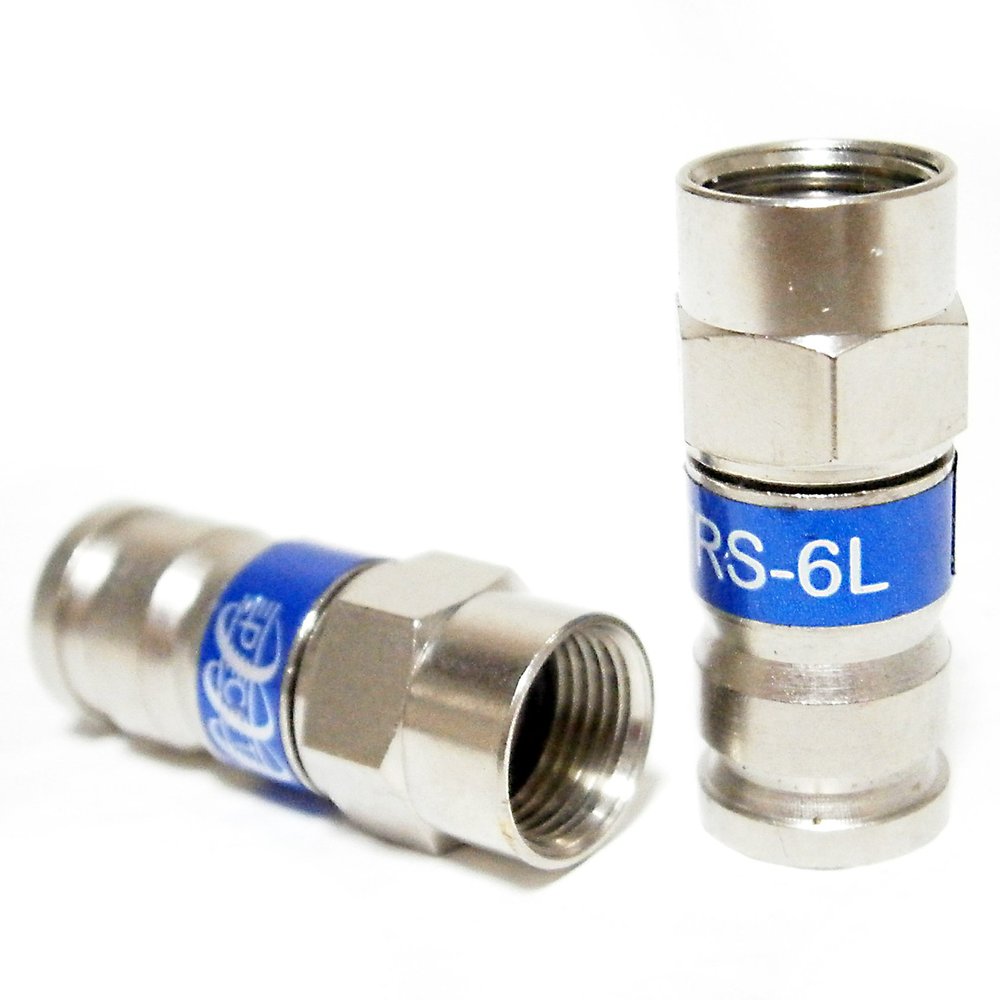 100 Pieces PCT-TRS-6LMG Universal RG-6 Coaxial Locking Compression Connector All Brass Coaxial Fitting 18mm Stroke Length