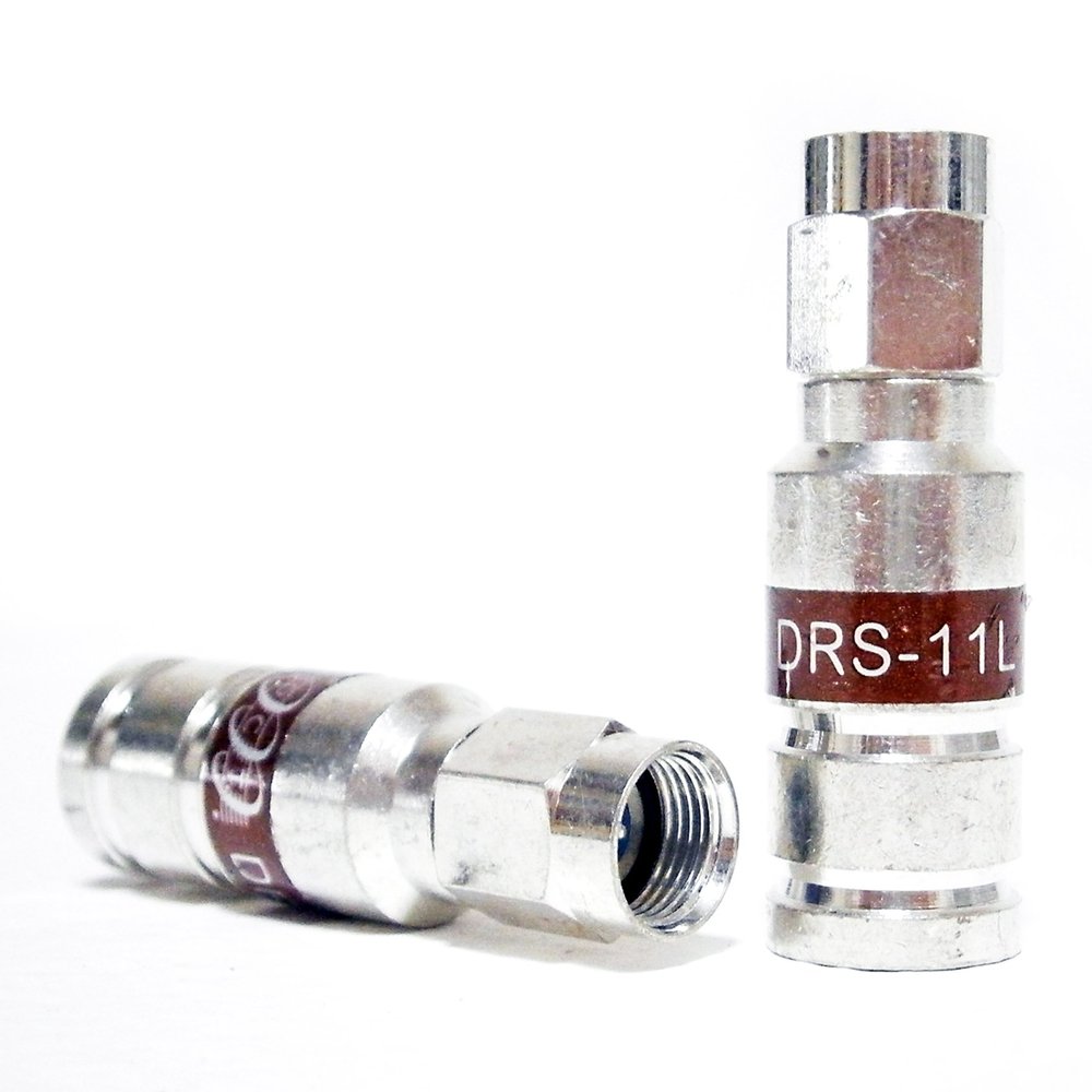 100 Pieces PCT-TRS-11LMG Compression RG11 Connector Torque Retaining Continuous Ground Standard through Quad-Shield Weather Seal Coaxial Fitting