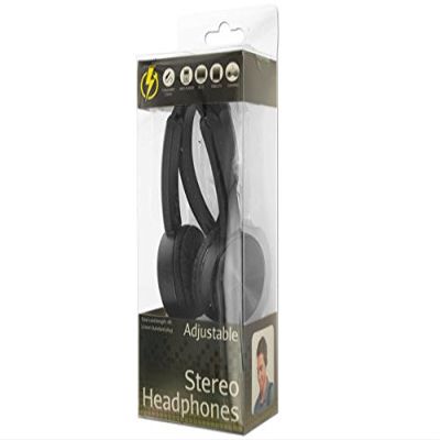 bulk buys Black Adjustable Stereo Headphones - Pack of 4