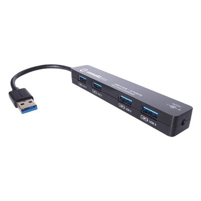 Connekt Gear 4 Port Hub USB 3 - with UK Power Supply - Black