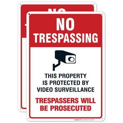 Video Surveillance No Trespassing Sign, CCTV Security Camera,