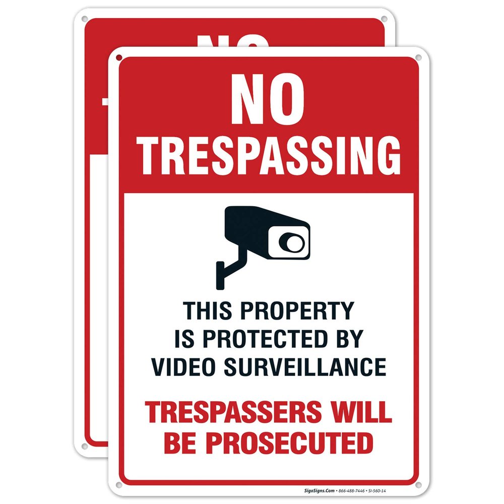 Video Surveillance No Trespassing Sign, CCTV Security Camera,