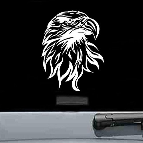 JS Artworks Eagle Head Vinyl Decal Sticker (White)