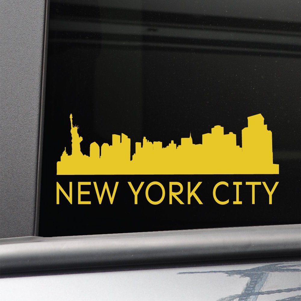 Nashville Decals New York City Vinyl Decal Laptop Car Truck Bumper Window Sticker, 8" x 2.75", Yellow