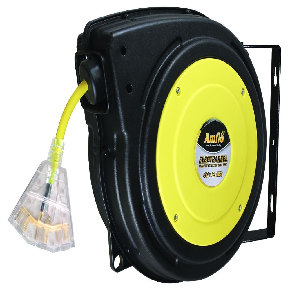 Plews & Edelmann Amflo 591CR-RET Electrareel' Automatic Retracting Enclosed Cord Reel (with 50ft, 14 AWG Cord), 1 Pack