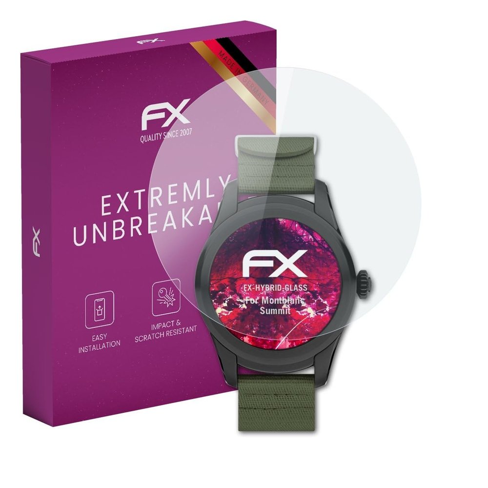 atFoliX Plastic Glass Protective Film compatible with Montblanc Summit, 9H Hybrid-Glass FX Screen Protector