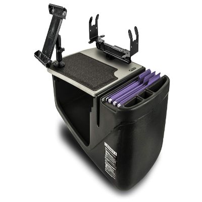 AutoExec AUE08175 Efficiency GripMaster Car Desk Grey Finish with Built-in 200 Watt Power Inverter, Printer Stand and Tablet Mount