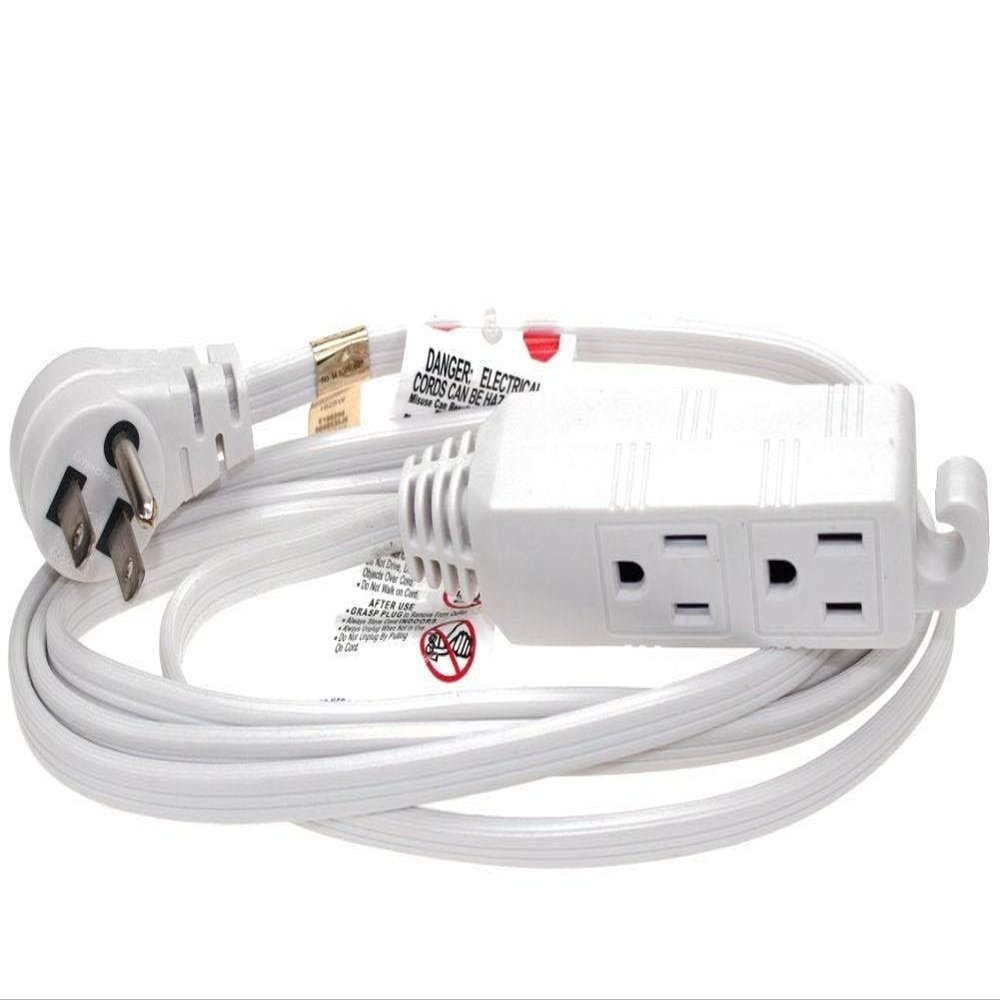 SF Cable 12Ft 16 AWG Grounded 3-Outlet Flat Angle Extension Power Cord, 13A, 125V, White - Compitable for Small Home/Office appliances