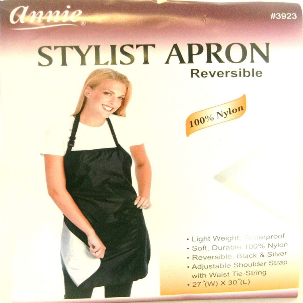 Annie Reversible Stylist Apron Waist-Tie String Black/Silver