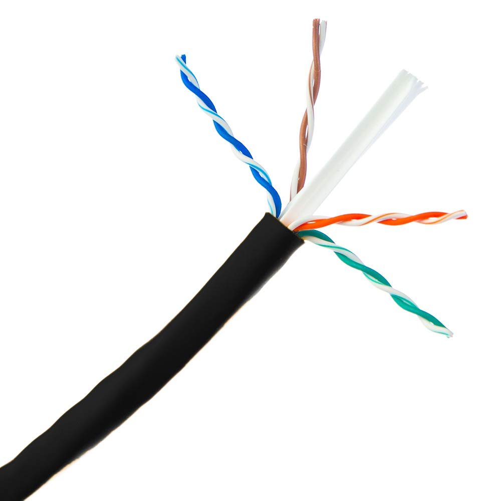 1000 Foot Bulk Plenum Cat6a Ethernet Cable Spool, 500 MHz, 23 AWG, UTP(Unshielded Twisted Pair) Solid Copper, (CMP), POE Compliant, Black