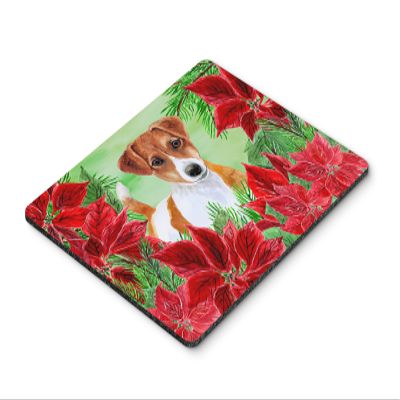 Caroline's Treasures CK1337MP Jack Russell Terrier Poinsettas Mouse Pad, Hot Pad or Trivet for Home Office Gaming Working Computers Laptop Mouse Mat,Washable Large Mousepad