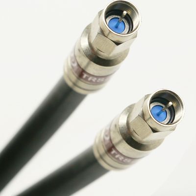 PHAT SATELLITE - Enhanced Tri-Shield Direct Burial RG11 Flooded Coaxial Cable Weather Seal All Brass F-Connectors, 14AWG 75 Ohm, Assembled in USA (230 feet, Black)