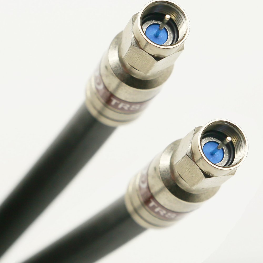 PHAT SATELLITE - Enhanced Tri-Shield Direct Burial RG11 Flooded Coaxial Cable Weather Seal All Brass F-Connectors, 14AWG 75 Ohm, Assembled in USA (230 feet, Black)